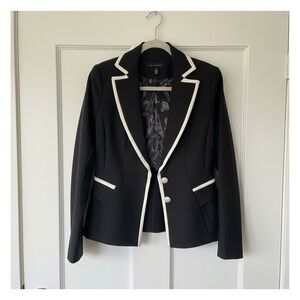 White House Black Market Black Blazer with White Accents